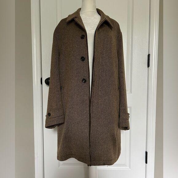 Sealup Men’s Vintage 
Made In Italy Brown 100% Wool Trench Coat Size Large - Picture 6 of 15